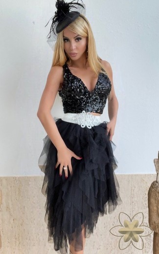 Falda larga modelo Tul negro