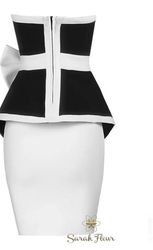 Xandra black and white bandage top and skirt set