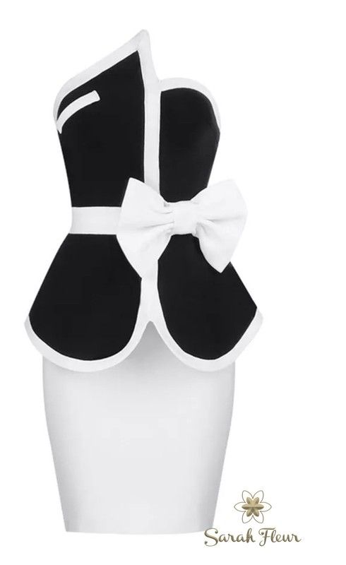 Xandra black and white bandage top and skirt set