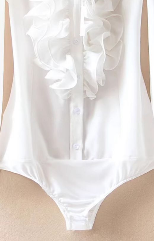 White bodysuit blouse, Malaga model