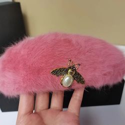 Vintage pink rabbit hair beret