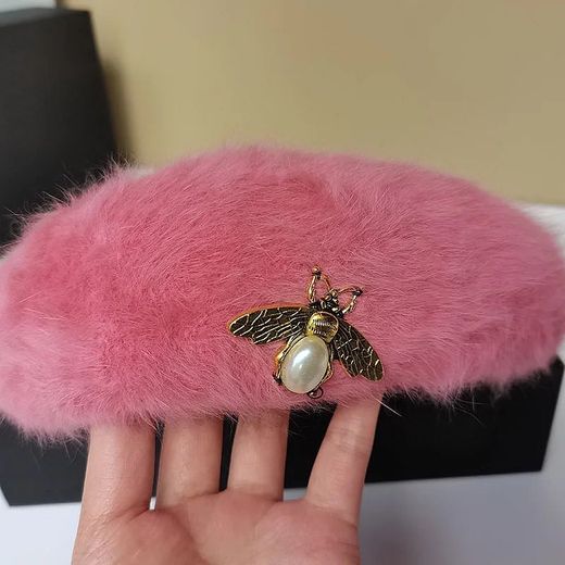 Vintage pink rabbit hair beret