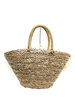 Beige Lazo model straw basket bag