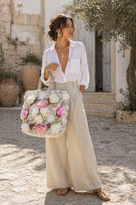 Rosas model straw basket bag