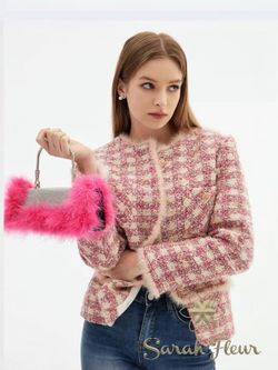 Fuchsia ostrich model bag