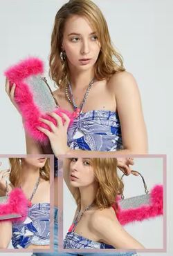 Fuchsia ostrich model bag