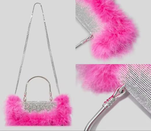 Fuchsia ostrich model bag