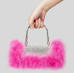 Fuchsia ostrich model bag