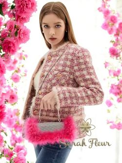 Fuchsia ostrich model bag
