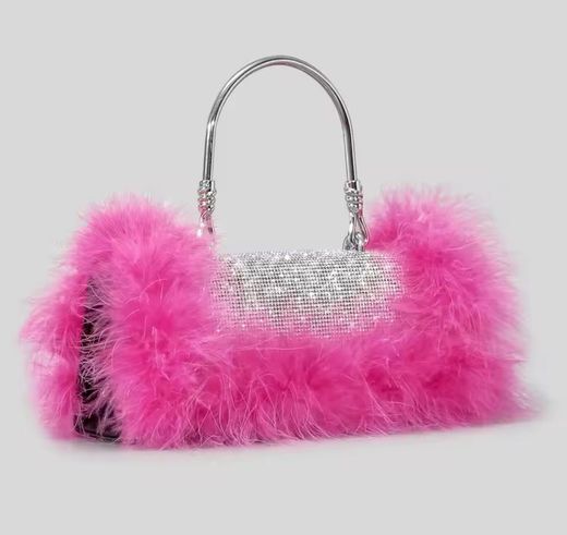 Fuchsia ostrich model bag