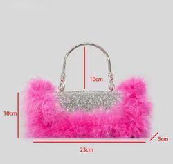 Fuchsia ostrich model bag