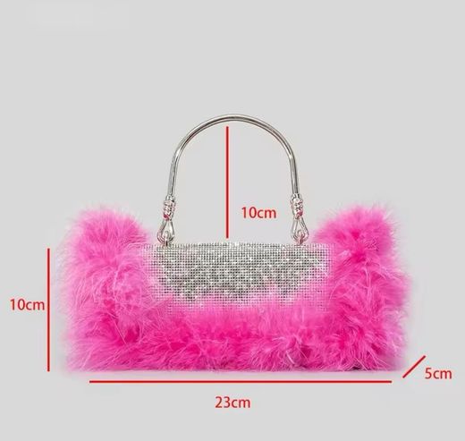 Fuchsia ostrich model bag