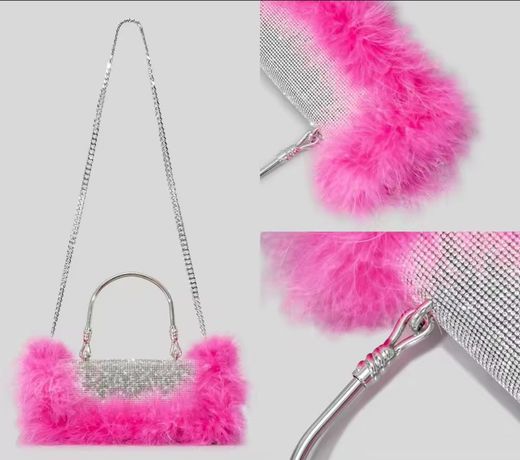 Fuchsia ostrich model bag