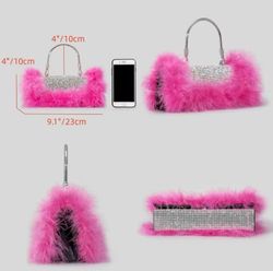 Fuchsia ostrich model bag