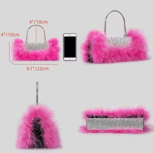 Fuchsia ostrich model bag