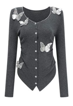 Cárdigan modelo Mariposa plateada