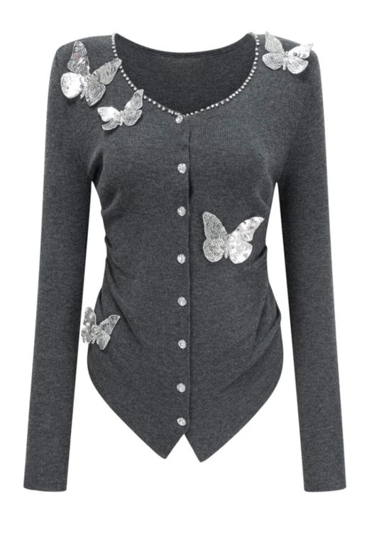 Cárdigan modelo Mariposa plateada