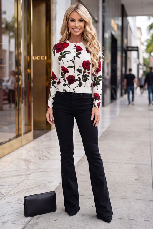 Cárdigan modelo Rosas