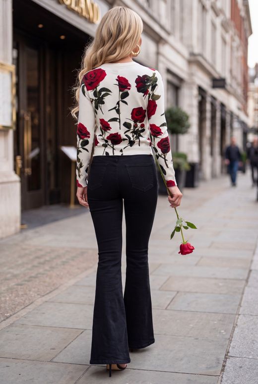 Cárdigan modelo Rosas