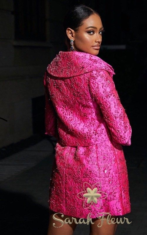 Jacquard flower jacket model Laura