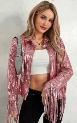 Chaqueta modelo Flecos rosa