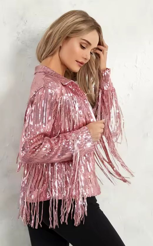 Chaqueta modelo Flecos rosa