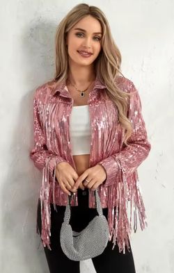 Chaqueta modelo Flecos rosa