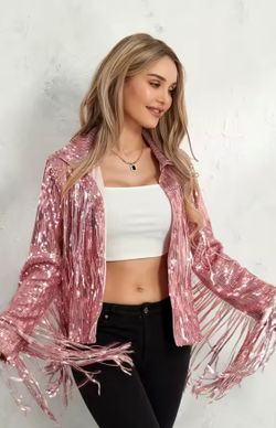 Chaqueta modelo Flecos rosa