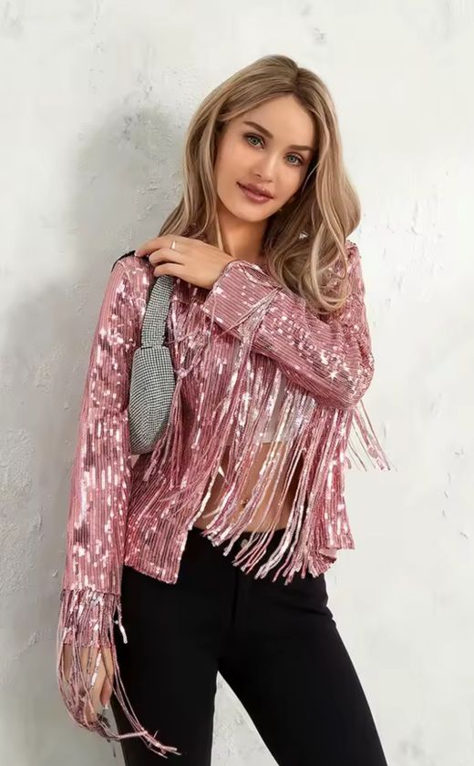 Chaqueta modelo Flecos rosa