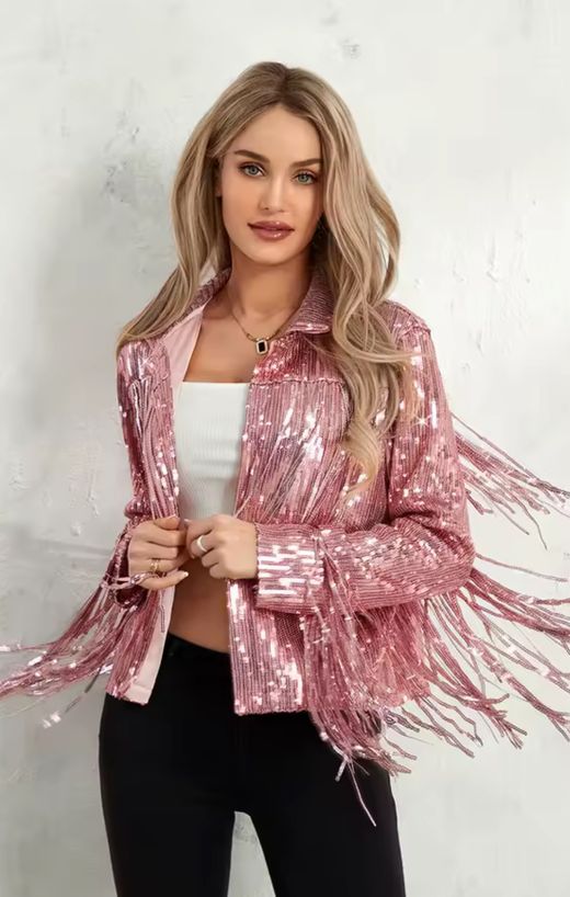Chaqueta modelo Flecos rosa