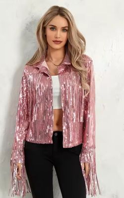 Chaqueta modelo Flecos rosa