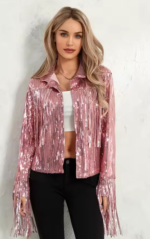 Chaqueta modelo Flecos rosa