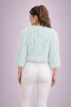 Letizzia short jacket in aqua blue