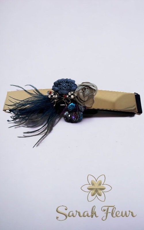 Cinturón de pedrería fajín Modelo Lirio azul marino