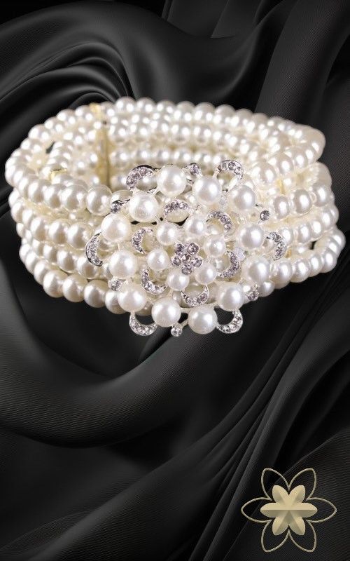 Cinturón de perlas elástico modelo Rosas