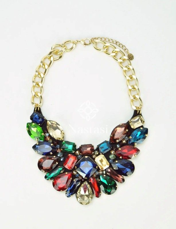 Collar Color Collar corto de pedrería multi color modelo Anaïs — Sarah Fleur