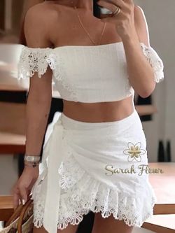 Conjunto short falda y crop top modelo Island