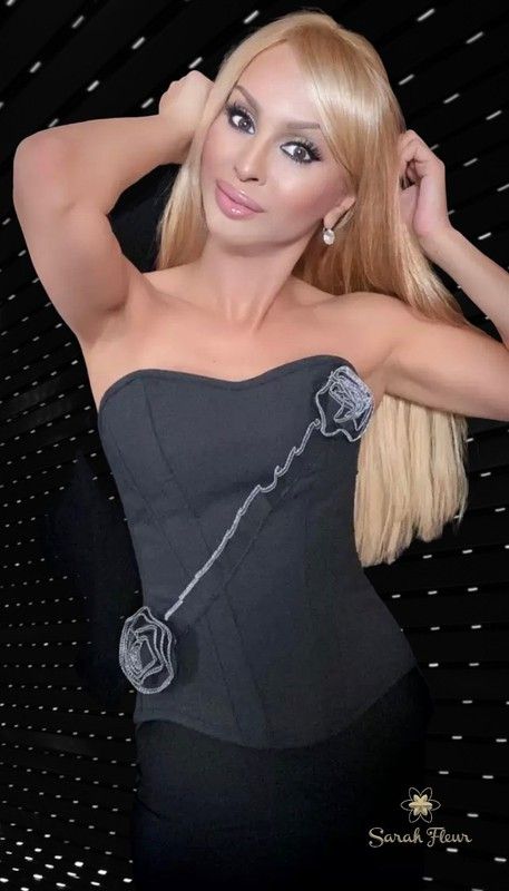 Corset Two flowers black