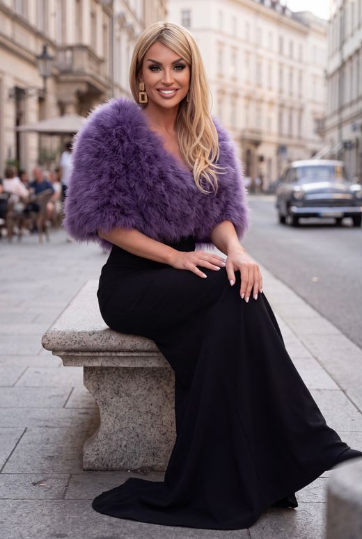 Estola de plumas de cisne Morado