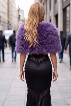 Estola de plumas de cisne Morado