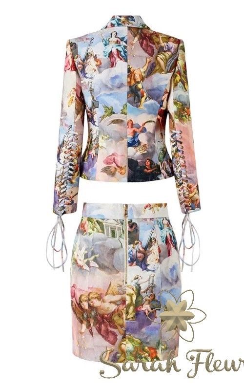 Da Vinci printed skirt