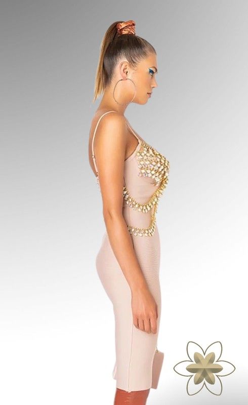 Vestido bandage queen rosa palo