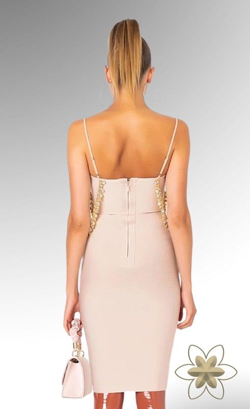 Vestido bandage queen rosa palo