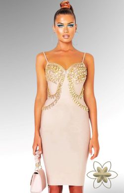 Vestido bandage queen rosa palo