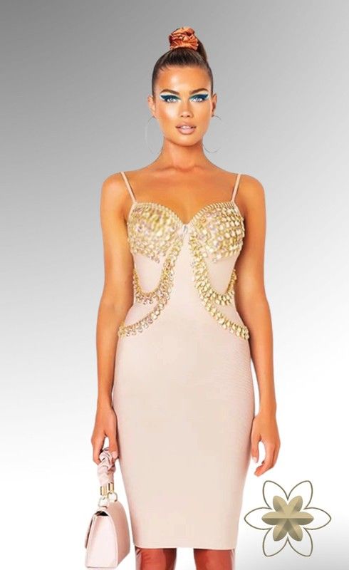 Vestido bandage queen rosa palo