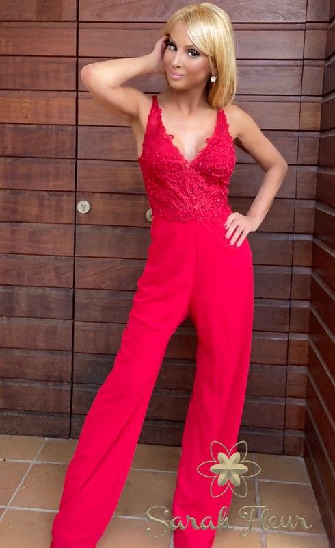 Mono de fiesta carolina rojo pasion