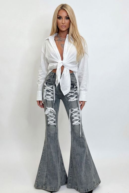 Jeans tie style trousers