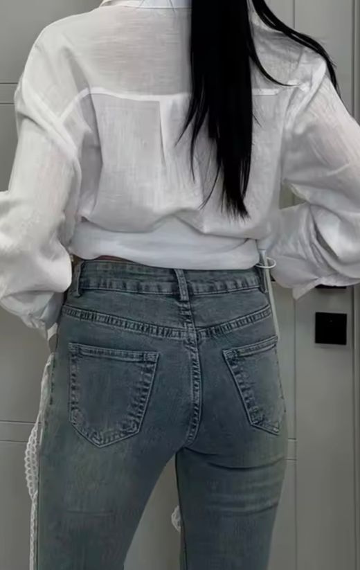 Jeans tie style trousers