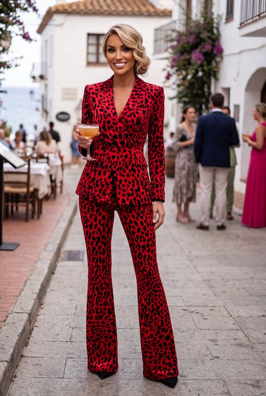 Traje modelo Leopardo rojo