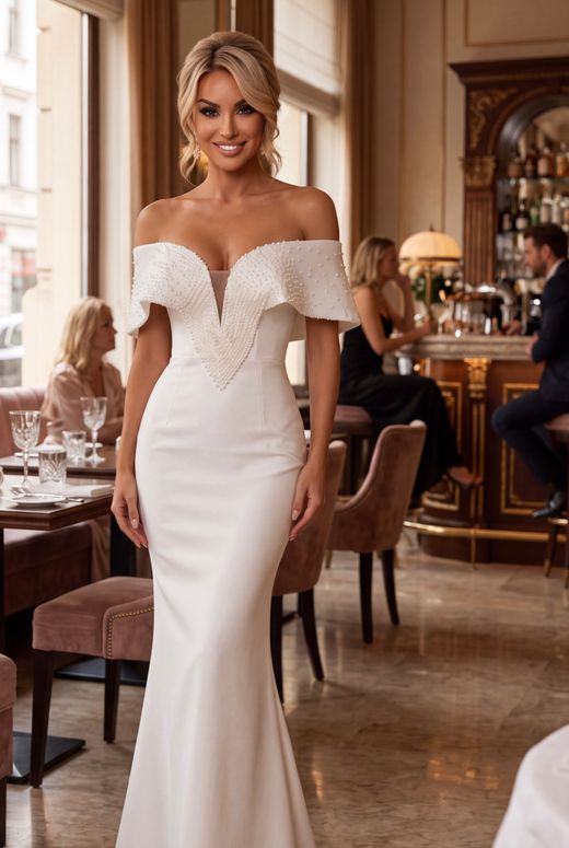 Elisenda White model dress